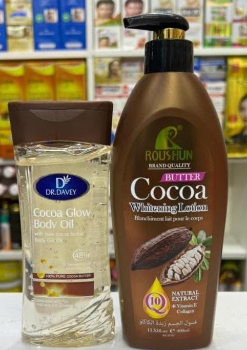 Dr. Davey Cocoa Glow Body Oil + Roushun Cocoa Butter Lotion