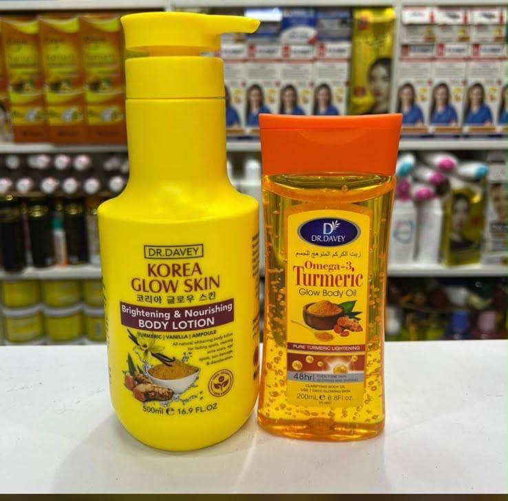 Dr. Davey Korea Glow Skin Turmeric & Vanilla Lotion + Omega-3 Turmeric Oil