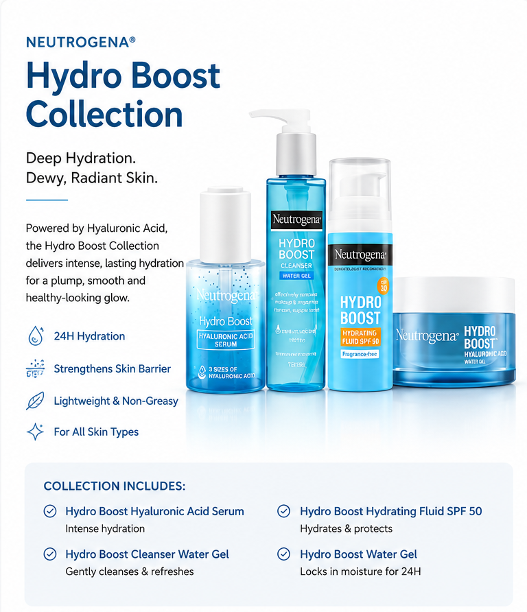 Neutrogena Hydro Boost Hyaluronic Acid Moisturizing Csms Combo, Hydration & Skin Barrier Protection (2pcs)