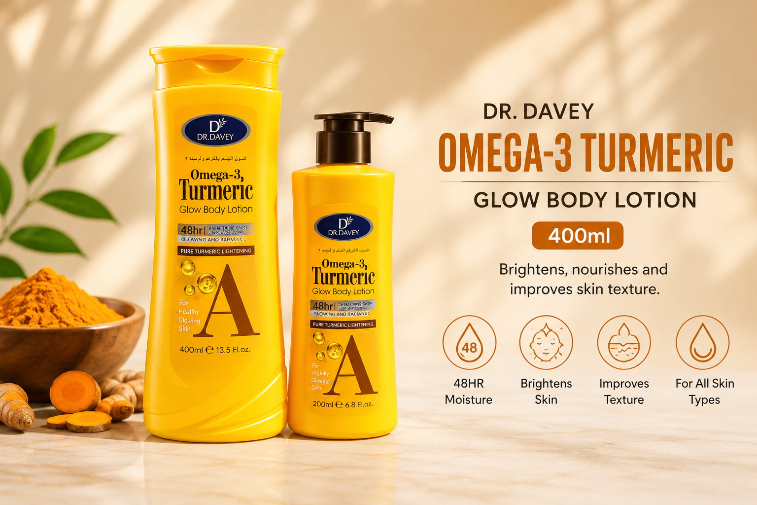 Dr. Davey Omega-3 Turmeric Glow Body Lotion & Oil
