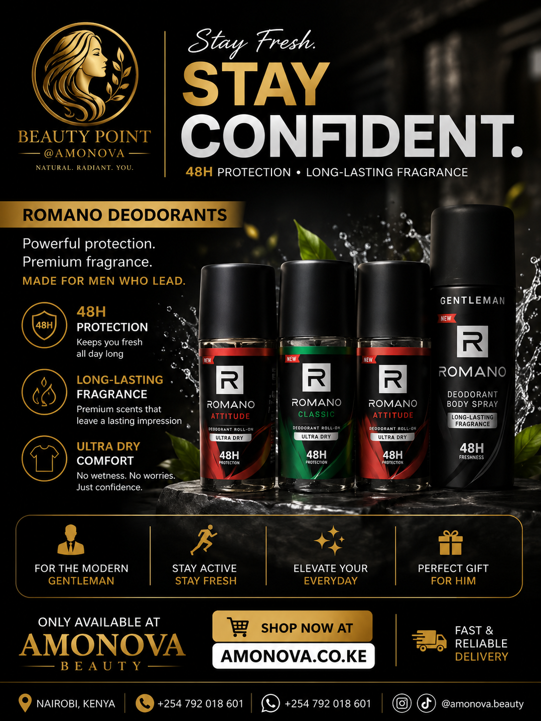Romano Deodorant Roll-On & Body Spray Collection