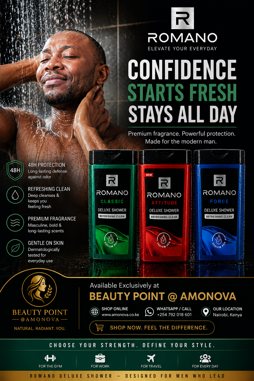 Romano Deluxe Shower Collection.